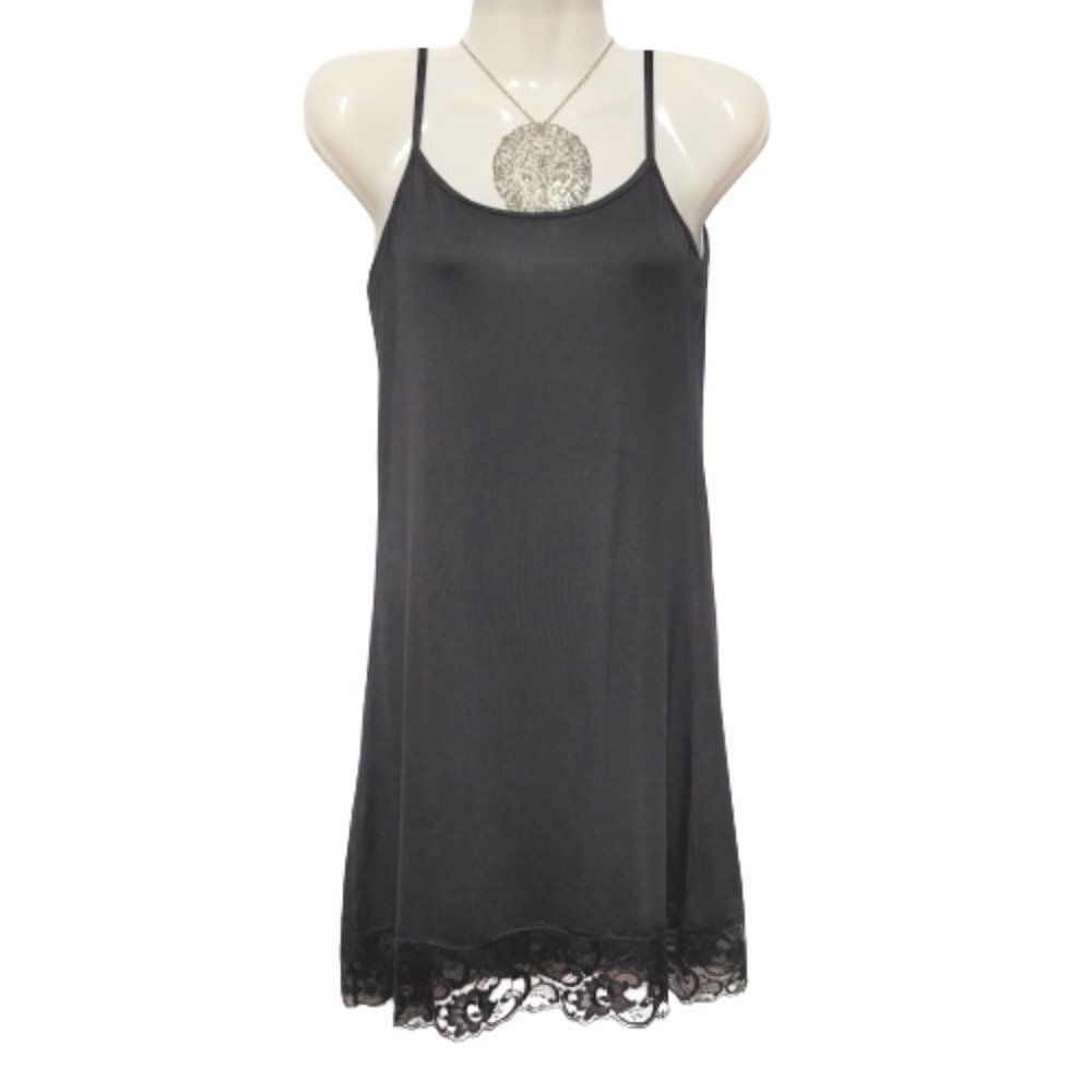 Black Camisole Slip Dress with Black Lace Size S/M